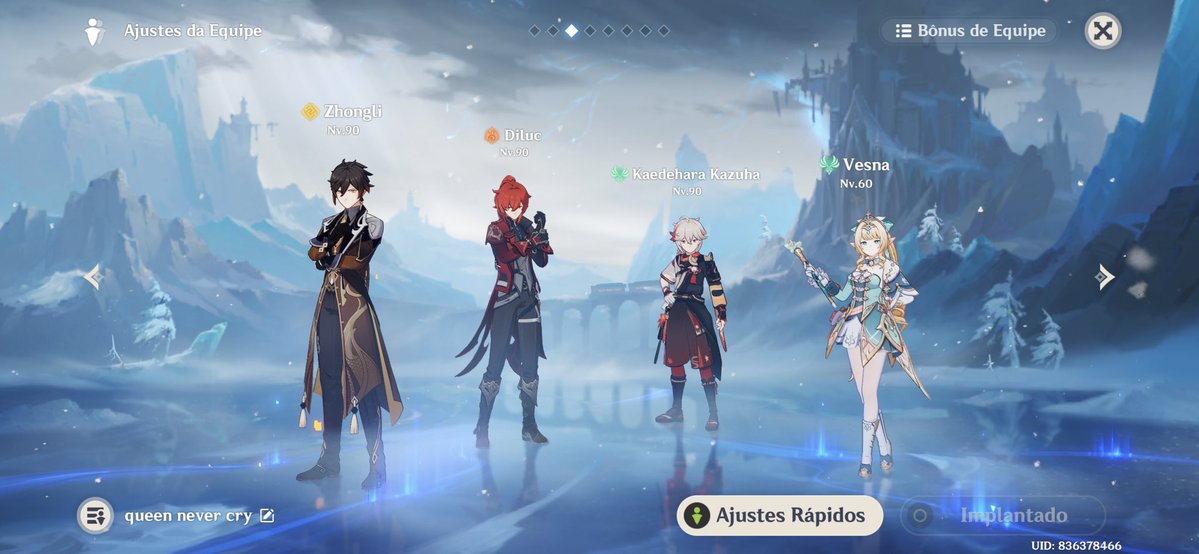 akito_vl's tweet photo. quando alguém me pergunta “ain que time é esse?” mas é tão ÓBVIO 

Zhongli: não sei desviar de ataque
Diluc: tenho dependência emocional desde quando comecei a jogar 
Kazuha: junta os monstros e os drops deles.
Vesna: peguei agora e tô no hype 

BEM ÓBVIO https://t.co/HB4HH48Th4