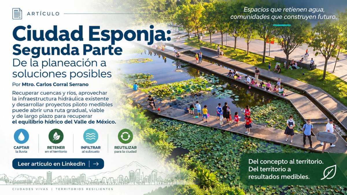 amu_baja's tweet photo. 💧 ¿Cómo pasar de la planeación a soluciones hídricas medibles?
Compartimos “Ciudad Esponja: Segunda Parte”, del Mtro. Carlos Corral Serrano.
🔗 https://t.co/pIn6TukgJW
#AMUBC #CiudadEsponja #Agua #Urbanismo https://t.co/e3hv5GjotA