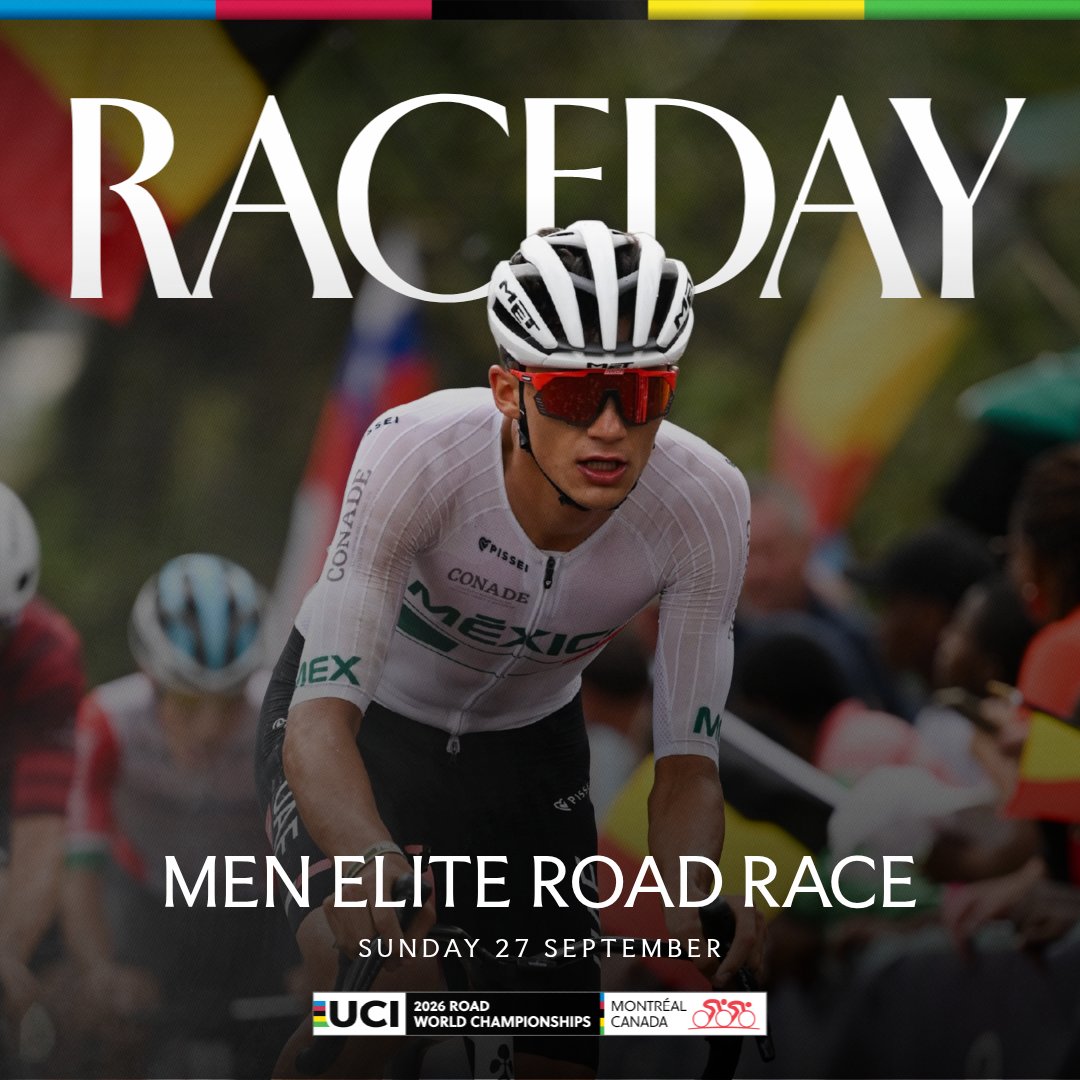 UCI_cycling's tweet photo. One last rainbow jersey to fight for at #Montréal2026 🇨🇦🌈

The last day of competition brings the Men Elite Road Race to the streets of Montréal🔥

Men Elite 👉 from 9:00am EDT

Who will take the final rainbow jersey? 👀 https://t.co/UmHJt89t3q