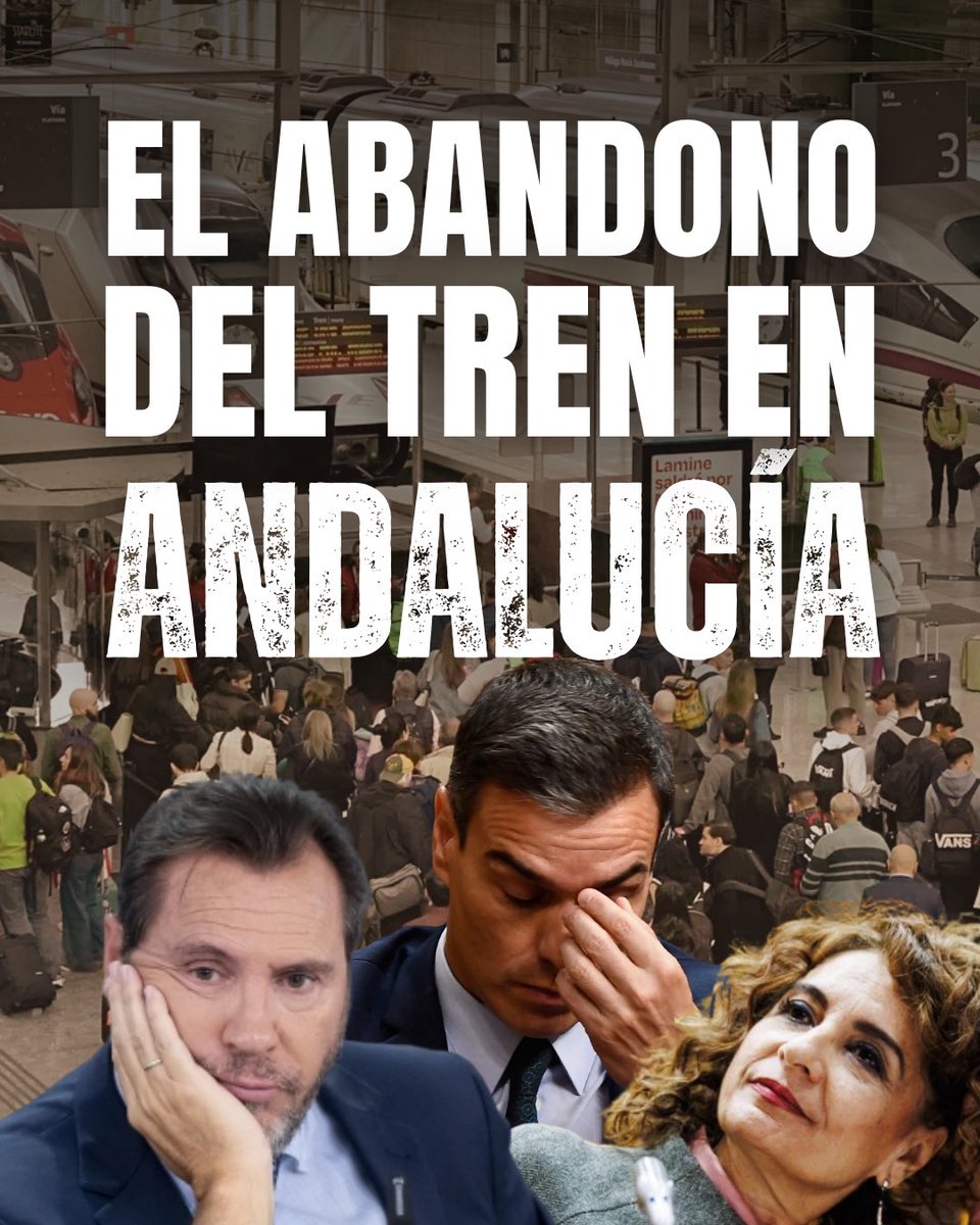 ppandaluz's tweet photo. 🚆 El gobierno de Sánchez ha abandonado el tren en Andalucía, esta es la crisis ferroviaria que sufren los andaluces.

8️⃣ provincias desconectadas, 7️⃣ años sin respuestas.

https://t.co/UxlmSvRyOo https://t.co/pC5bRHDVw9
