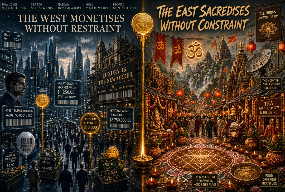 thebritishhindu's tweet photo. The core of any and all conflicts for 2000 years .. The West monetises everything, knows the price of everything but not the value of anything, hence the conflict with the East where creation itself is sacred. https://t.co/Dypa6fYPds