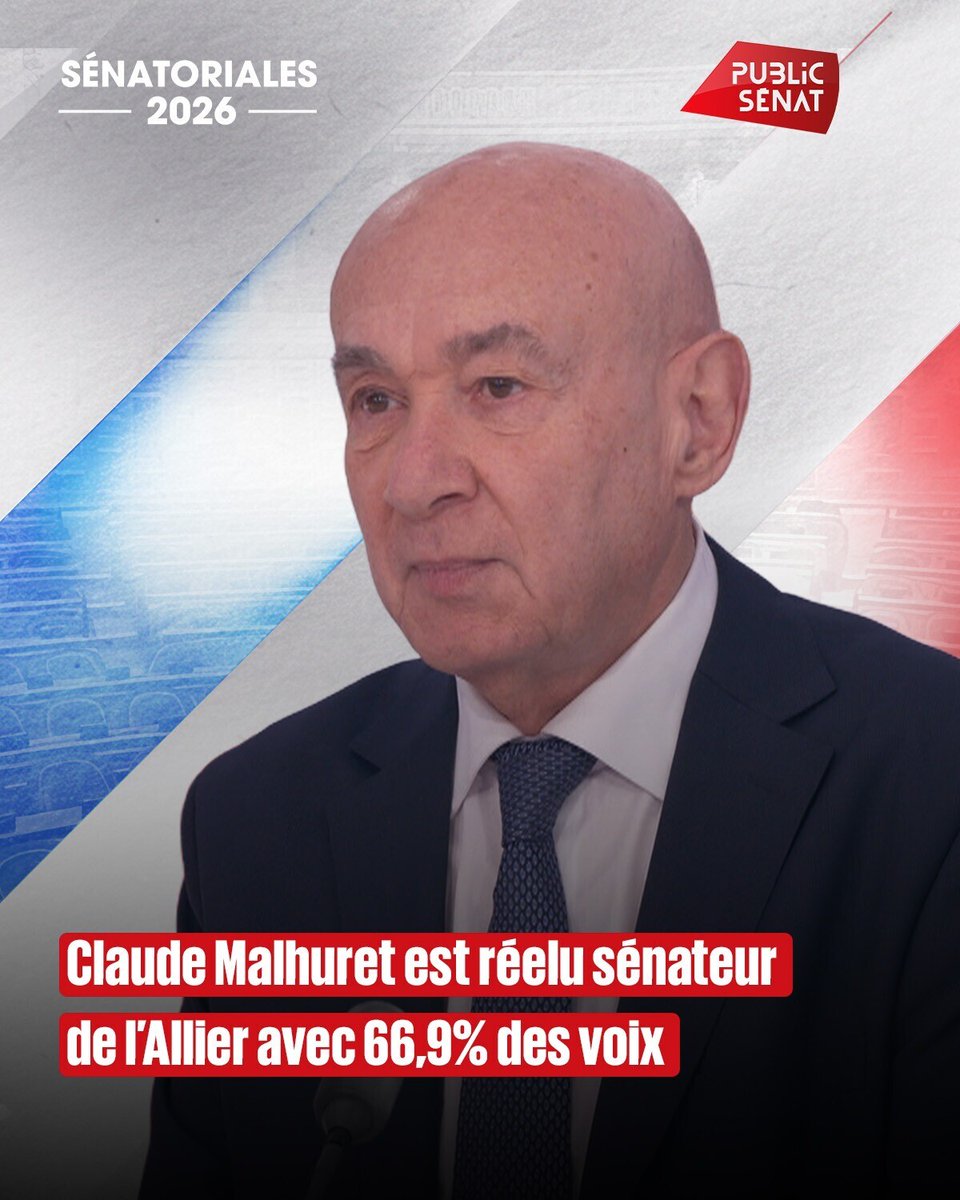 publicsenat's tweet photo. Claude Malhuret est réelu sénateur de l’Allier avec 66,9% des voix 

Suivez les resultats en direct : https://t.co/D6gVqo3x3c https://t.co/OkDlSlMEzn
