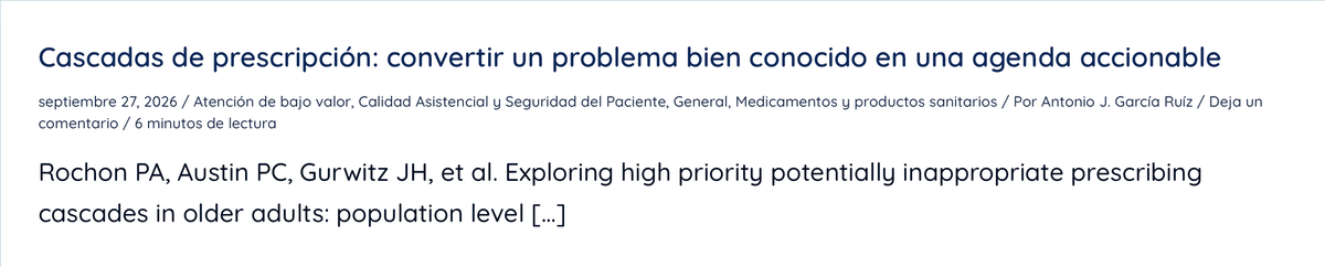 VoroPeiro's tweet photo. Cascadas de prescripción: convertir un problema bien conocido en una agenda accionable
Por Antonio J. García Ruiz

Ya accesible en GCS - Gestión Clínica y Sanitaria: https://t.co/DVbqKJHYNL https://t.co/1kkWPoHU8T