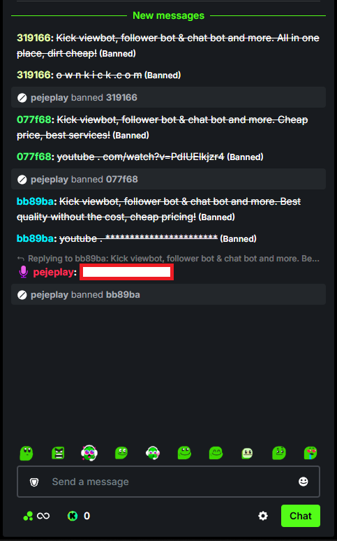 pejeplay's tweet photo. he is back, spamming his annoying website (https://t.co/AfOELerT1G) to sell fake bot followers and bots that is provided  by @Cloudflare / @kick https://t.co/yxqYtQBODT