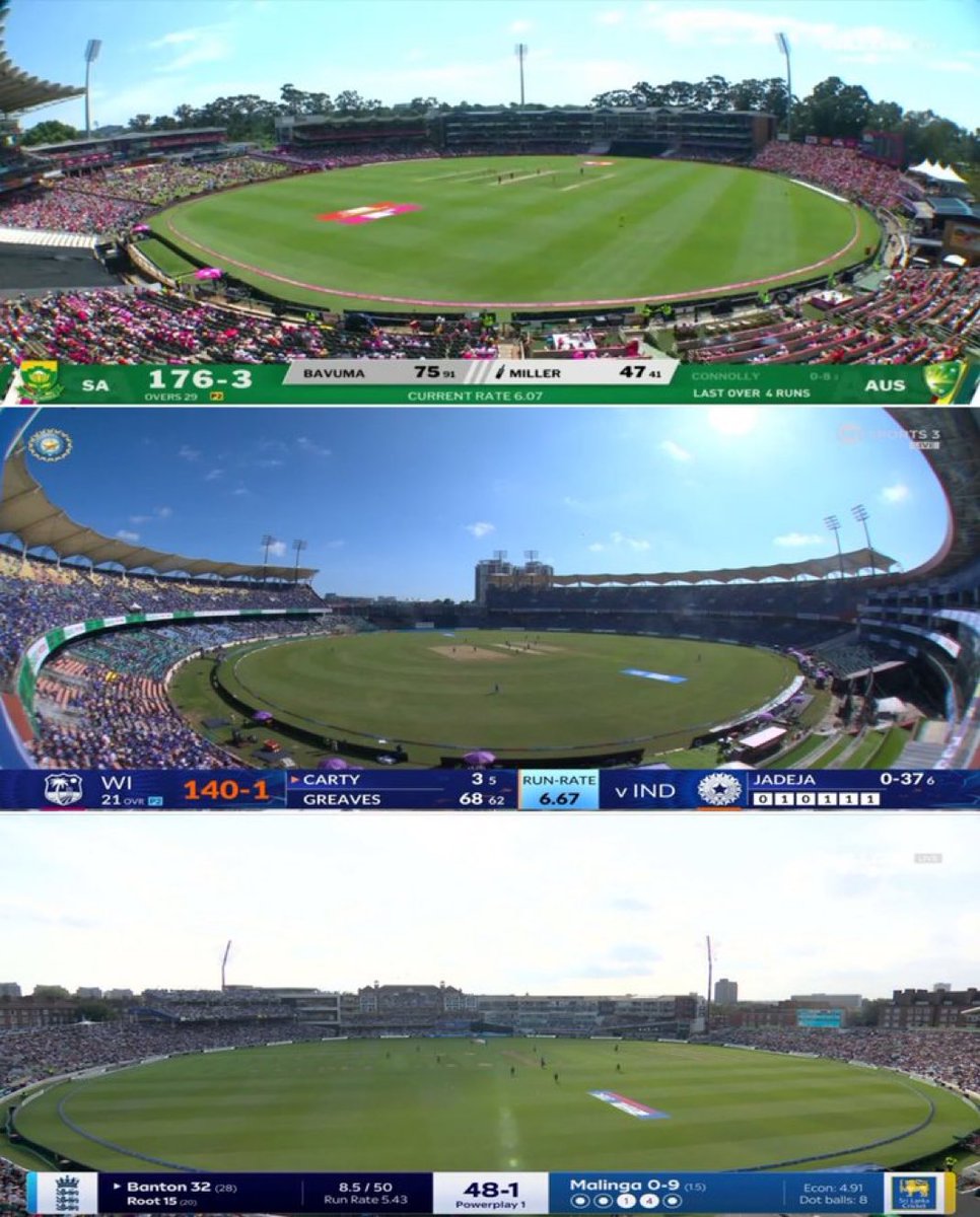 Qas__Cricket's tweet photo. They said ODI cricket is dying, looks pretty thriving today. #ODI #INDvWI #ENGvSL #SAvAUS https://t.co/e61hvWCwJ6