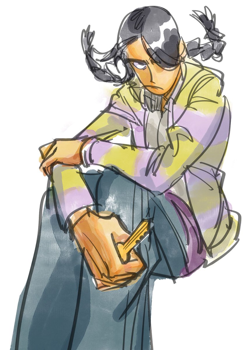 ripplesona's tweet photo. the other person from the hairdresser oc pair. i wanted to make her look less like (you know...) but instead i just made a drawing of me in middle school but with my sixth grade angst #ok #watdatmean https://t.co/Vw3kgYu12k