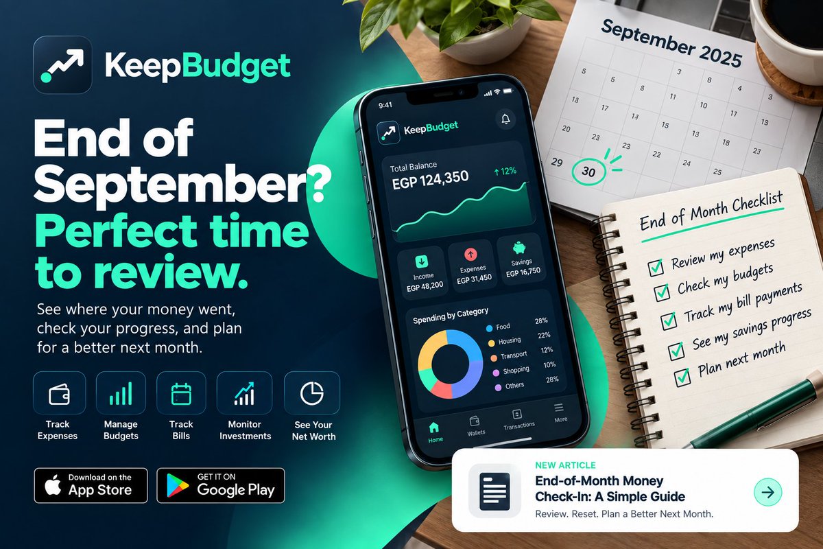 KeepBudgetApp's tweet photo. September is almost over. 👀
Before October starts:
Review your spending.
Check your budgets.
Track your goals.
Look at your net worth.
Plan what comes next.
Don't just track your money. Understand the bigger picture with KeepBudget. 💰
#KeepBudget #PersonalFinance #Budgeting https://t.co/LwROhphI58