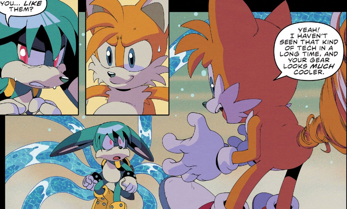 a_cheese_burger's tweet photo. I love this little smirk on tails when kit and him start fighting, as soon as he senses vulnerability he just grins evilly like "😼 Aha! Self esteem issues! I know, I'll just beat him with compliments!" so goofy https://t.co/YdAWiKORlZ