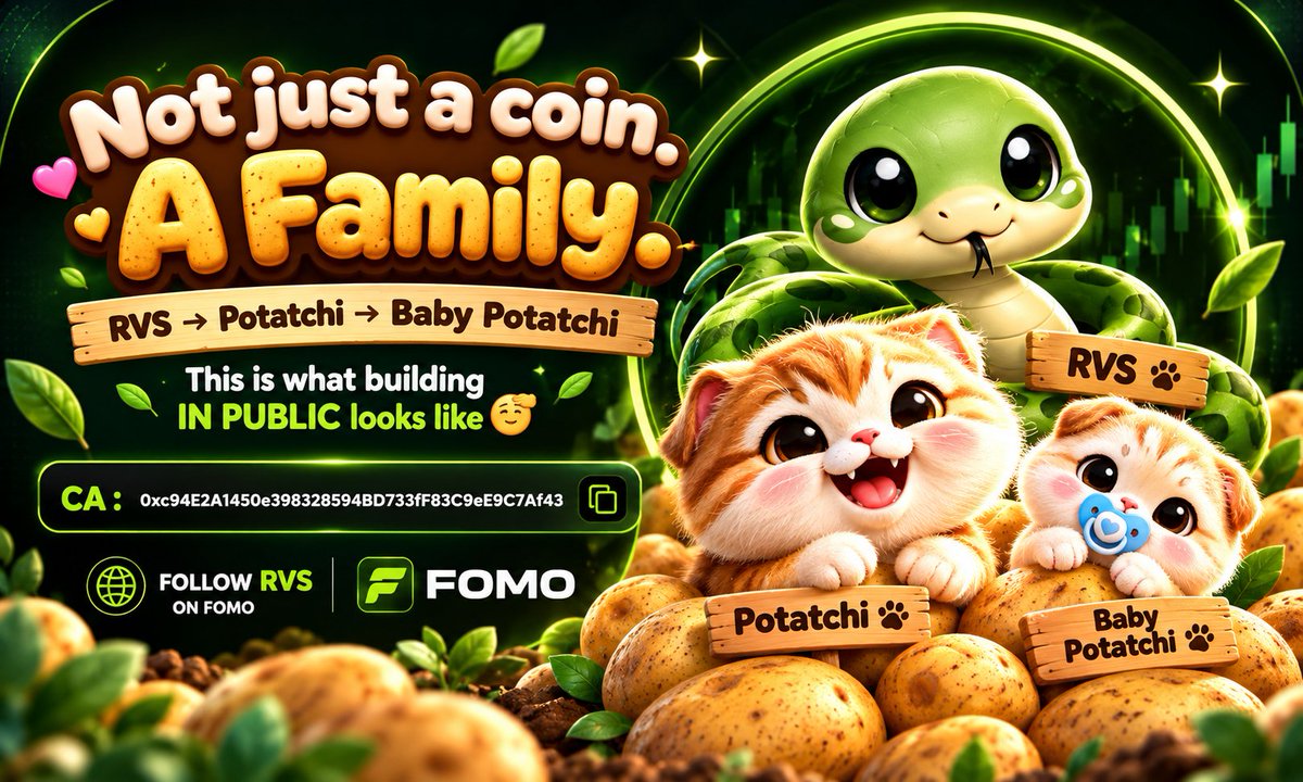 BabyPotatchi's tweet photo. Not just a coin. A family. 

RVS → Potatchi → Baby Potatchi

This is what building in public looks like 🥹

CA: 0xc94E2A1450e398328594BD733fF83C9eE9C7Af43

Follow @ruralvalidsnake on FOMO 

Buy $BABYPOTATCHI on @ponsdotfamily https://t.co/YoMiiOA2U7