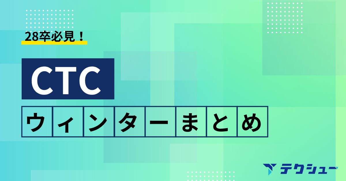 techsyu_main's tweet photo. 【3日間限定】伊藤忠テクノソリューションズ（CTC）冬インターン攻略ガイド配布します！
「職種理解型ワークショップ」の応募締切は2026年10月8日。CTC志望者は要チェックです。

「SIer大手のCTC、インターン対策どうすれば…？」とお悩みの方必見。
選考フローからワーク詳細、実際の質問内容まで徹底網羅した完全ガイドを作成しました！

💡本資料で学べるポイント
✔ WEBテスト免除・早期選考につながる優遇情報
✔ 2日間のワーク内容（営業・SE分担、急な前提変更への対応法）
✔ ES・AI面接・ケース面接で出された実際の質問例
✔ 「選考を通過する志望動機」の構成テンプレ（結論→根拠→具体例）
✔ 会社概要・強み（DX・クラウド・5G）と本選考の深掘り質問リスト

冬インターンは2日間の実践型ワークで理系学生も多く参加します。
本番で差がつくポイントを事前に把握し、万全の状態で選考に臨みましょう！

▼受け取り方法
① @techsyu_main をフォロー
② この投稿をいいね＆RT
③ リプで一言（「ください」など）
※鍵垢の方には配布できませんのでご注意ください。