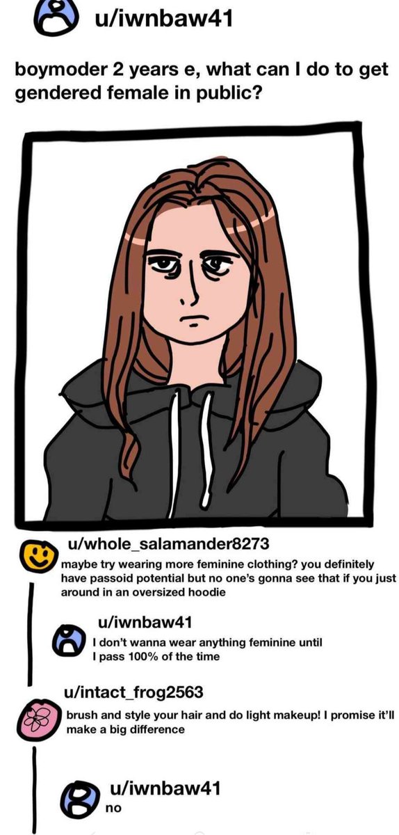 AsherahP0le's tweet photo. So many trans women are like this. Passing takes effort and going outside of your comfort zone a little. https://t.co/saMyms55My