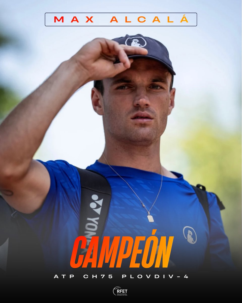 RFETenis's tweet photo. 𝐏𝐎𝐊𝐄𝐑 𝐏𝐀𝐑𝐀 𝐌𝐀𝐗 🃏🏆

Alcalá cumple como favorito del cuadro y conquista su cuarto título #ATPChallenger de la temporada en Plovdiv, Bulgaria, frente al checo Forejtek por 6-4 6-2

¡Va sin frenos! ¡ENORME! 👏 https://t.co/8Qe8DkWX0o