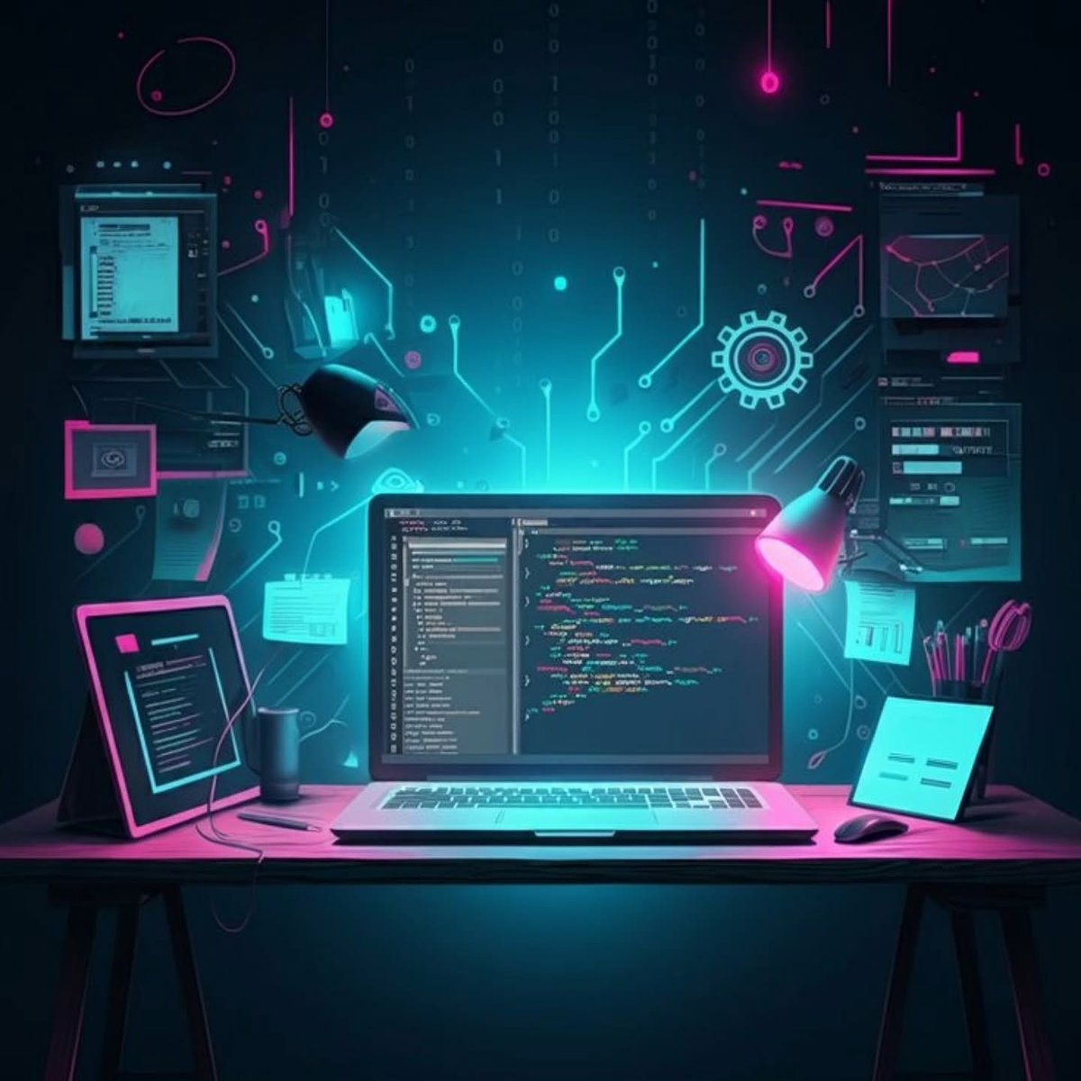 charle2creative's tweet photo. My neon code world.
#Cyberpunk #Coding #DigitalArt #Neon #Tech https://t.co/UDHzpoAZAy