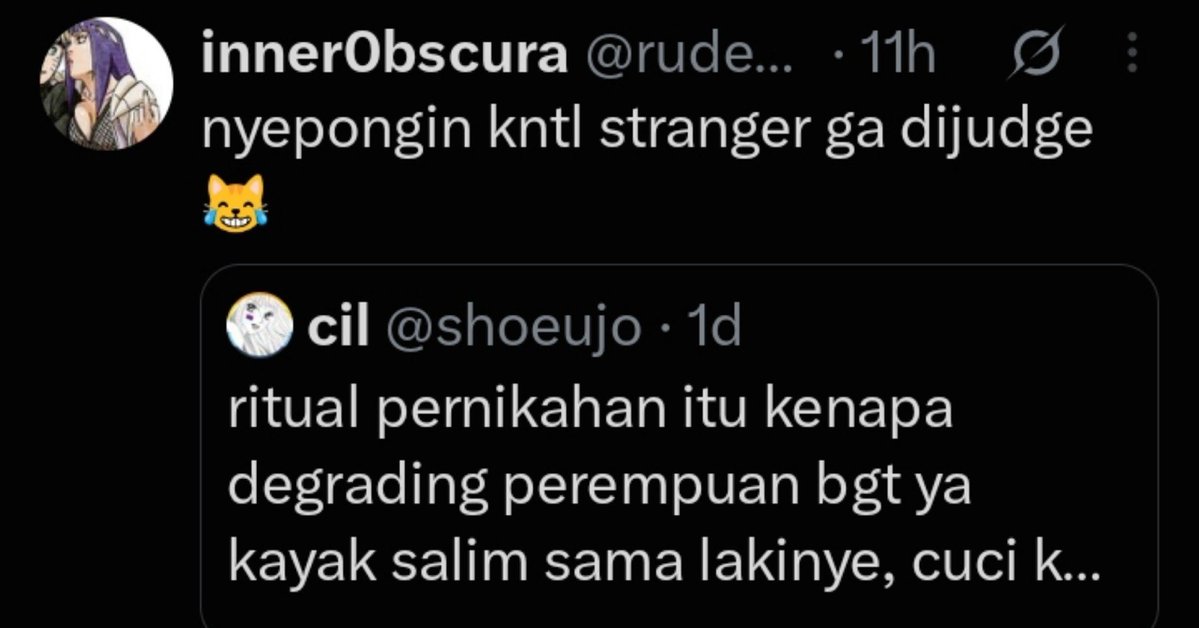 fahkta's tweet photo. Lucu liat kaum konservatif bawa² "nyepong kontol pacar" buat respon kritik terhadap tradisi cuci kaki suami. 

Ga ada satupun dari mereka yg ngasih argumen detail kenapa "tradisi" tersebut harus dipertahankan. https://t.co/tnsXHu12zl