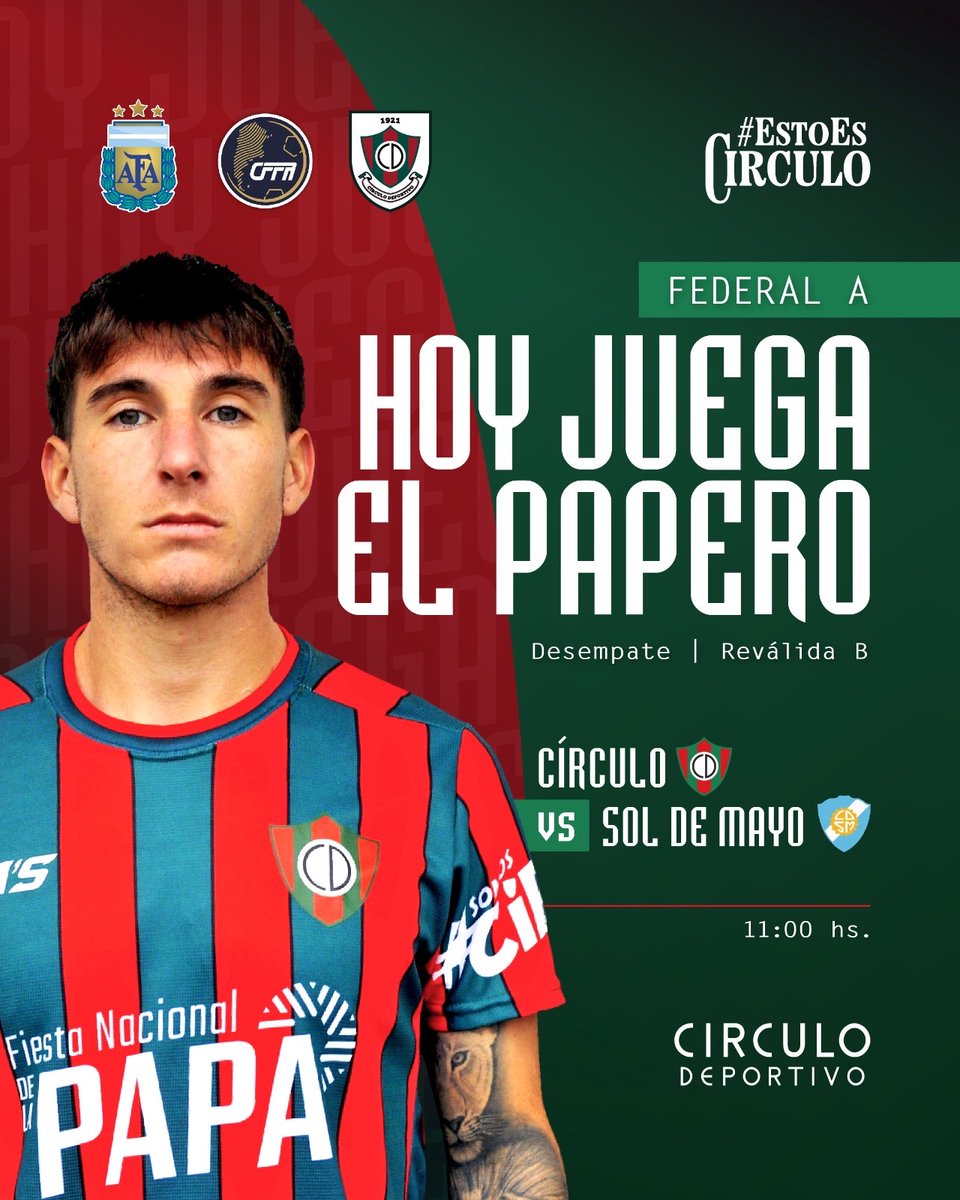 clubCirculo's tweet photo. #FederalA ¡𝗛𝗢𝗬 𝗝𝗨𝗘𝗚𝗔 𝗘𝗟 𝗥𝗢𝗝𝗢!

¡HOY JUGAMOS NOSOTROS!

#TodosJuntos
#DaleRojoDale ⭕️ https://t.co/NiS16EQrgg