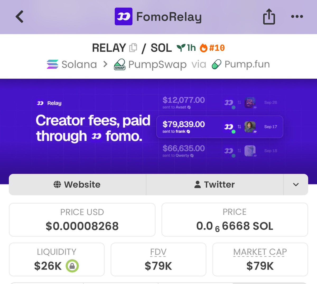 SolanaDailys_'s tweet photo. 🚨 $RELAY is starting to move 👀

FomoRelay is already sitting around a $76K market cap after a strong push since launch.

The chart is heating up, attention is growing, and the narrative around creator fees makes this one interesting to watch.

Still early.

I’m keeping $RELAY on radar. 🫡

CA: D9QYds4z8vSyxM4t6GvjeKFkkLLLWS5m3LdJEThxKyzB

DYOR / NFA