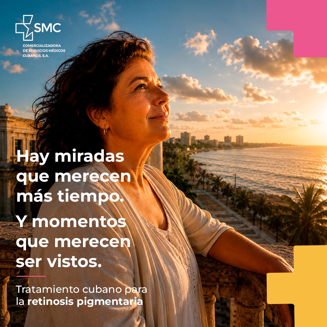 SMC_SaludCuba's tweet photo. 👁️🌍 En el #DíaMundialDeLaRetinosisPigmentaria, Cuba 🇨🇺 ofrece un tratamiento único que combina cirugía, electroestimulación, ozonoterapia y fármacos personalizados. 

Una oportunidad para frenar la progresión y preservar la visión útil.
👉 https://t.co/HV13IOF4pV https://t.co/21vafdOyzh