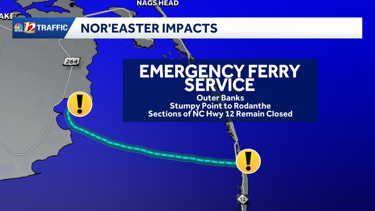 DylanHudlerWXII's tweet photo. NCDOT is activating a temporary emergency ferry service between Stumpy Point and Rodanthe, reconnecting Hatteras Island to the mainland while Hwy 12 remains closed.

Schedule and service details will be provided by NCDOT and local agencies today. https://t.co/PfsfJm7KsJ