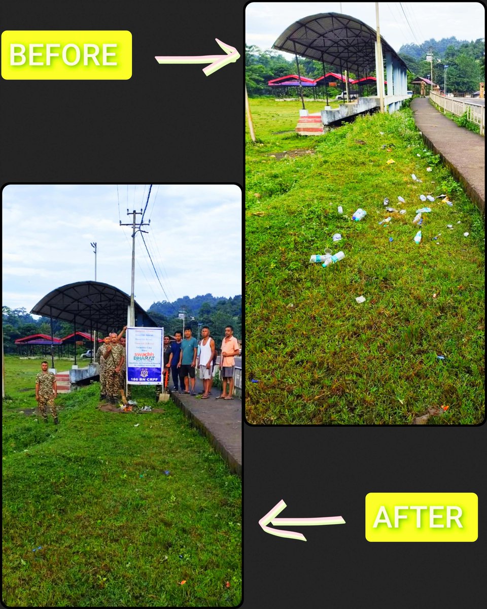 186bn's tweet photo. Swachhata Hi Seva 2026.
C/186 Bn CRPF conducted a cleanliness and sanitation drive at Football Ground Nampong, reaffirming its commitment towards a clean, green and healthy environment.
@SwachhBharatGov @SwaachBharat @MoHUA_India @MoJSDDWS https://t.co/PA3gqY7CeE