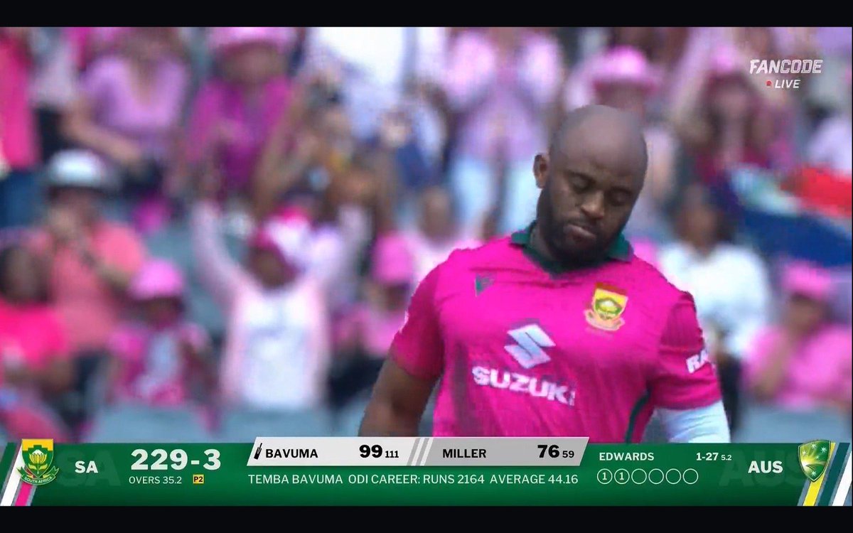 CricCrazyJohns's tweet photo. 🚨 HUNDRED FOR CAPTAIN TEMBA BAVUMA 😍

- What a magnificent knock, Captain leading the charge, he is here to rule &amp; take South Africa to Glory in 2027 at home conditions. https://t.co/Xnwr10tL02