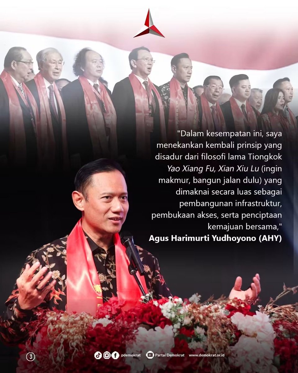 DPCDemokratLA's tweet photo. Ketua Umum Partai Demokrat, Agus Harimurti Yudhoyono (AHY), menghadiri acara Pengukuhan dan Pengangkatan Pengurus Baru Perkumpulan Pengusaha Meizhou Indonesia yang diselenggarakan oleh Perkumpulan Hakka Indonesia Sejahtera (PHIS) di Jakarta.   

#ahy #menkoinfrastruktur  #PHIS https://t.co/38rN4TW2Kx