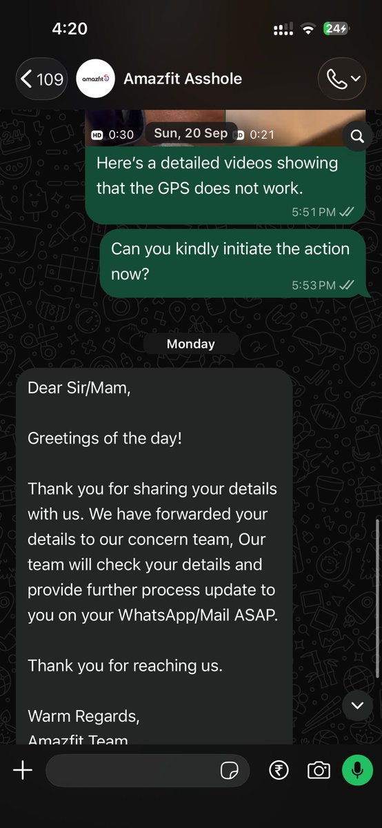 roydebsubrata's tweet photo. @AmazfitIN @AmazfitGlobal @ZeppGlobal Just for your reference below are the latest screenshots. No response from 21Sep’26, even after following up multiple times. I’ve again followed up today. Is this a joke to you and your team? Just to remind: I’ve returned the watch 6 times for issues and always received a defect. https://t.co/pjCkgEwaAJ