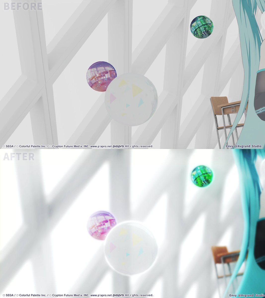 envyyer's tweet photo. I had the incredible opportunity to work on the Compositing &amp; Motion Graphics for 
the HATSUNE MIKU: COLORFUL STAGE! “Giddy” music video!🎸
-
With @Avgrund &amp; Amazing team✨ https://t.co/dV1ScLLTSQ