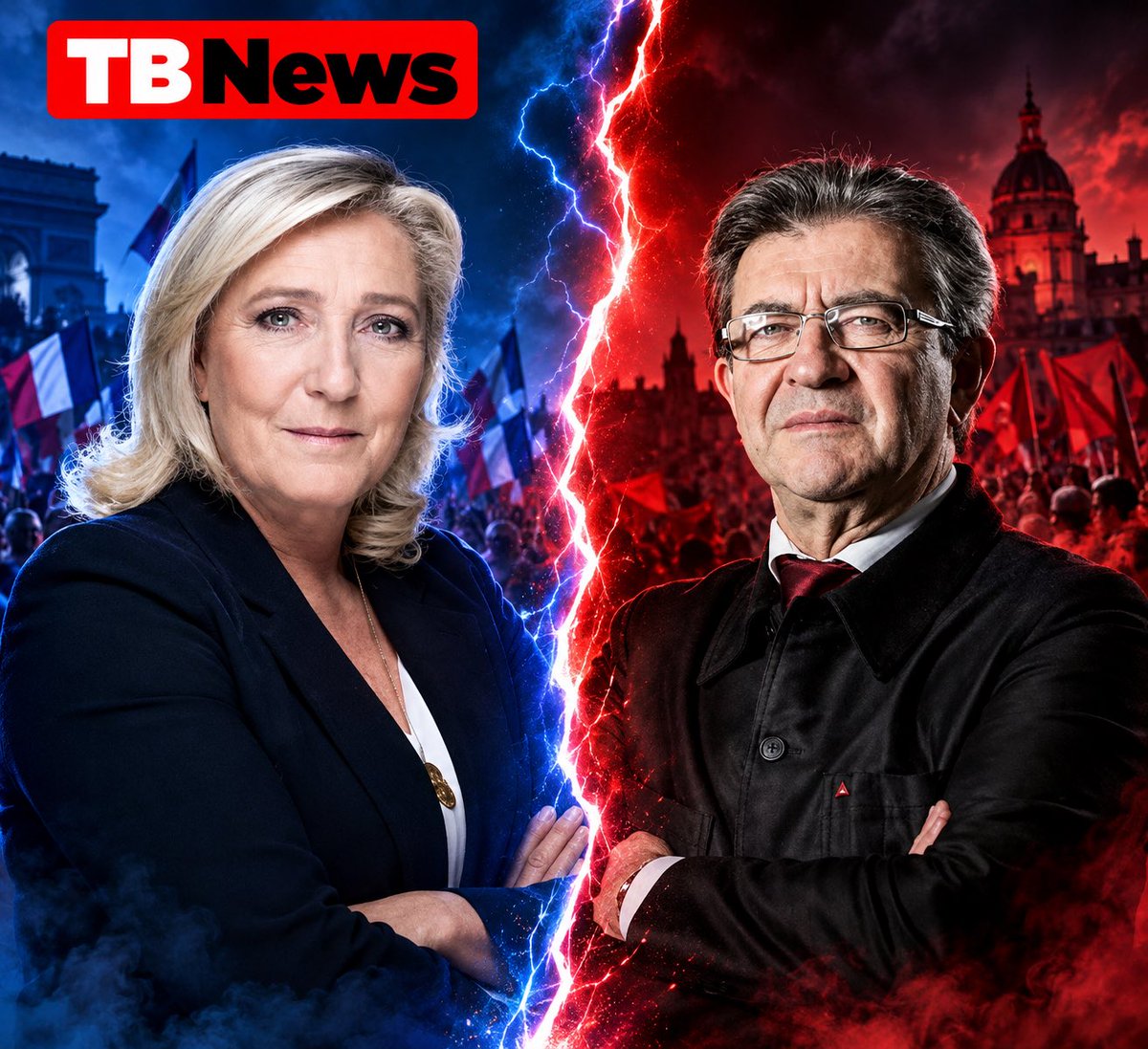 TBNewsFr's tweet photo. 🚩Le Pen ⚡️Mélenchon 
Vous votez pour qui ? https://t.co/ZjhB6wXqjY