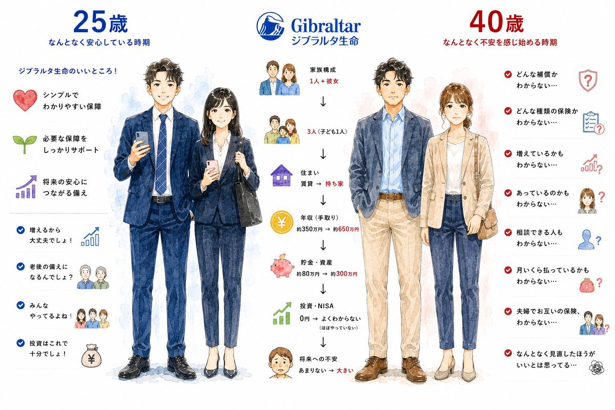 Dereksmiith's tweet photo. 15年でこんなに変わった。 
ジブラルタ生命

←25��　　　　　　　　40歳→ https://t.co/EQutohg7xz