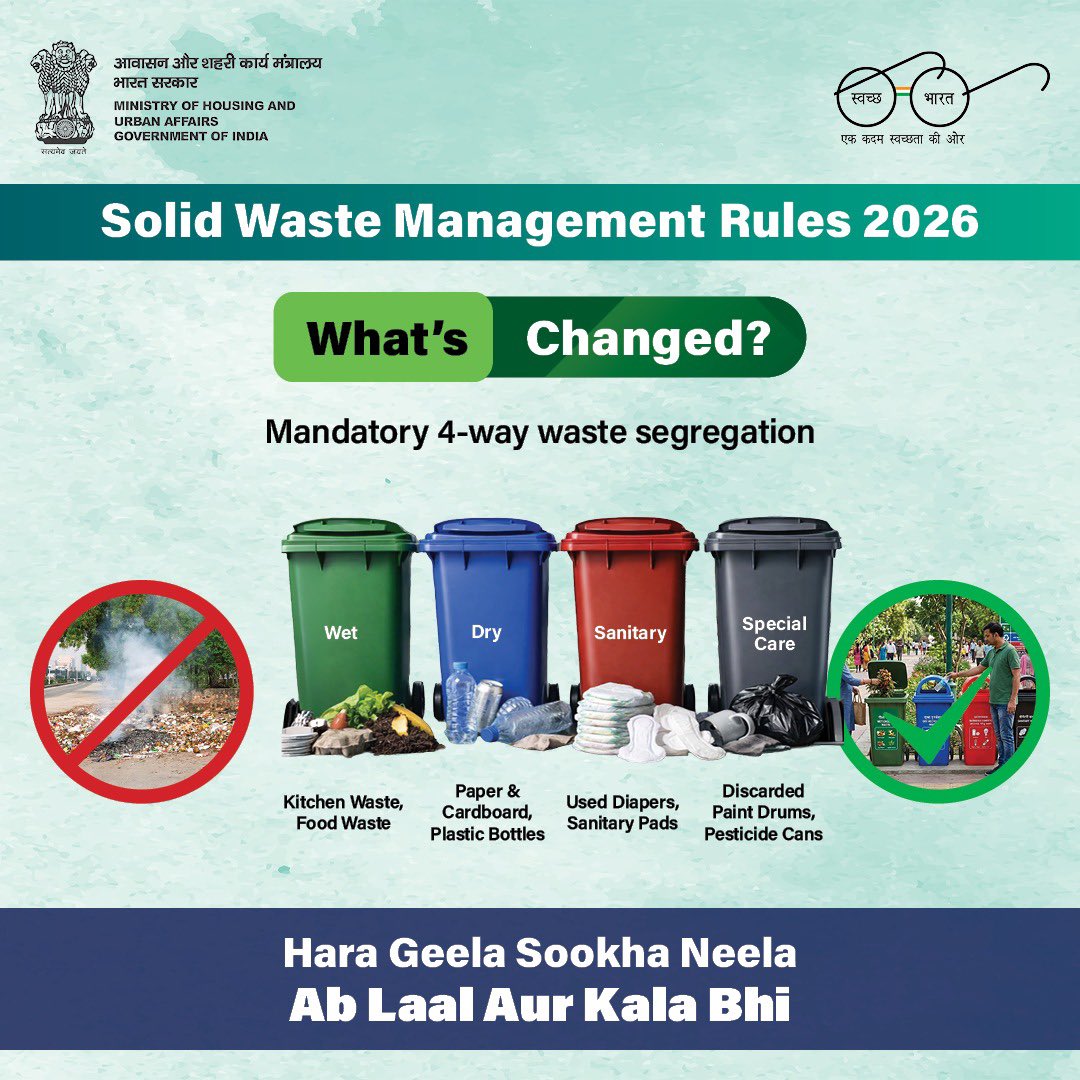 MapusaMunicipal's tweet photo. 4 Way segregation is a must.

  #SwachhAadatSeSwachhBharat #SHS2026 #CleanMapusa #SayNoToSingleUsePlastic #LifestyleForEnvironment #SustainableMapusa #SwachhMapusa #SundarMapusa #SwachhataHiSeva2026

@SwachhBharatGov
@DrPramodPSawant

@Joshua_De_Souza

@GoaGsuda

@mygovindia

@tokhansahu_bjp

@PMOIndia

@mlkhattar

@dip_goa
@kbdessai 

@MoHUA_India