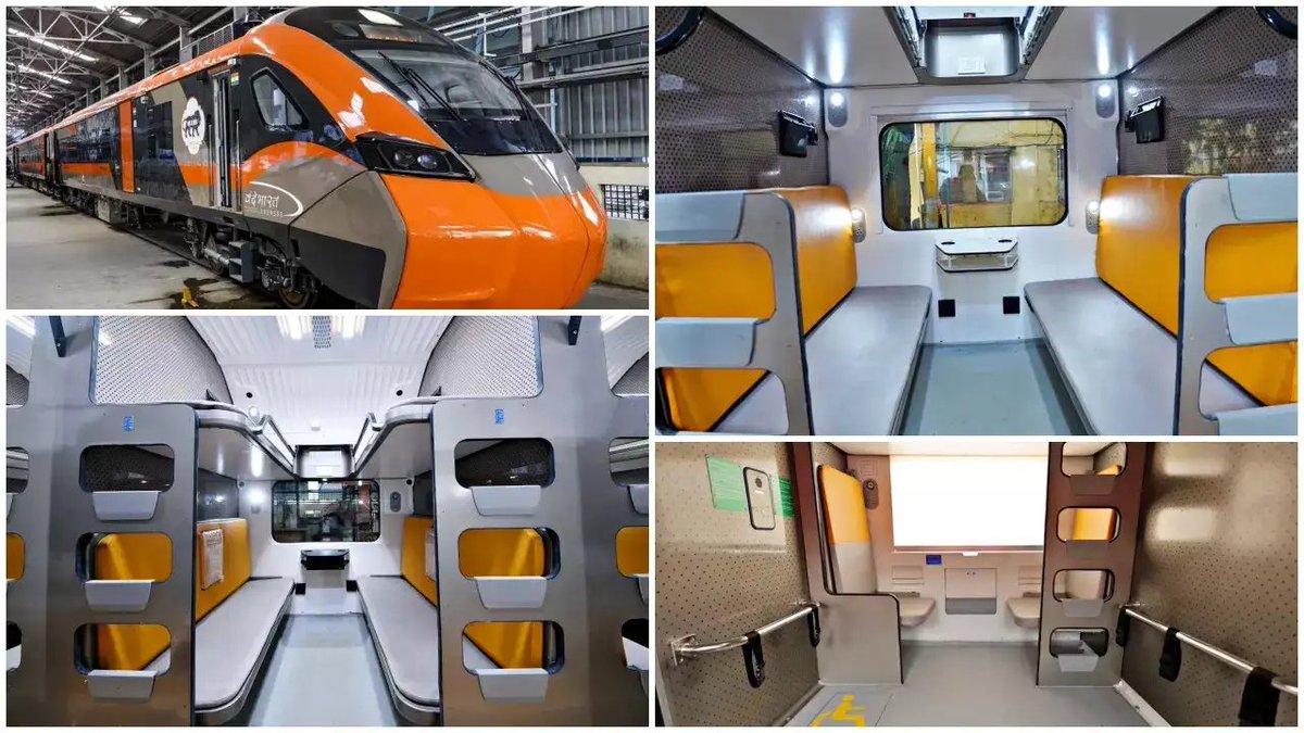 JaipurRailways's tweet photo. 🚨 India’s 2nd Sleeper Vande Bharat! 🇮🇳

Varanasi – Delhi Sleeper Vande Bharat is set to hit tracks soon. 🚆

🔹 Via Prayagraj &amp; Kanpur
🔹 Journey time: ~8h 10m
🔹 Inauguration likely on 12 October by Prime Minister Narendra Modi 🇮🇳 https://t.co/ZdR45qBt9P