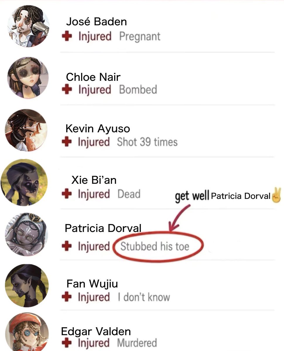 Game5Enjoyer's tweet photo. Get well soon Patricia 😭💔 

What the hell is going on in my game5 ∘ ∘ ∘ ( °ヮ° ) ? https://t.co/ZheQY9jZpq