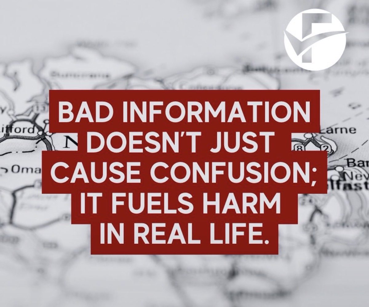 FactCheckNI's tweet photo. Good information matters - especially when tensions are high.

Rumour, speculation and incomplete information can quickly fuel fear and real-world harm.

Check before you share. Look for reliable sources. Don’t add to uncertainty.

#factcheckni #northernireland https://t.co/mDtQkWsh6W