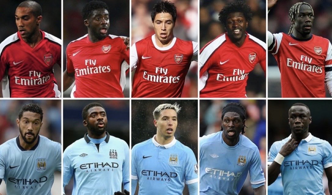 wolbecker's tweet photo. @AFTVMedia This is what they did to the Premier League clubs. Arsenal had to sell their best players and limit spending during Man City’s era of dominance just to stay afloat and respect the rules.  Meanwhile…Man City were busy buying trophies. https://t.co/cEOND025QE