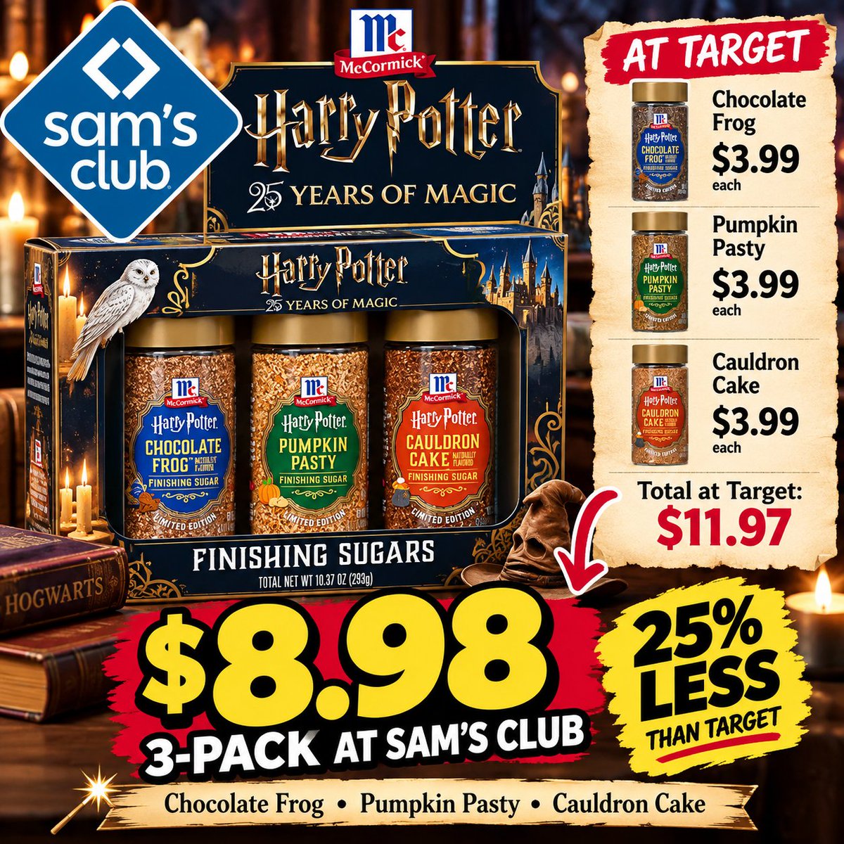 RipAllYoIsh's tweet photo. NOT SAM'S CLUB SELLING HOGWARTS SEASONING! 😭🪄
Chocolate Frog, Pumpkin Pasty AND Cauldron Cake finishing sugars for $8.98.

Y'all better get your magical asses to Sam's before these disappear. 😂

https://t.co/GnW2b4T5EC

#ad #HarryPotter #SamsClub https://t.co/Sfa1esF2hv