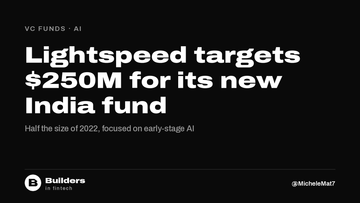 MicheleMat7's tweet photo. Lightspeed targets $250M for Lightspeed India Partners V, half the size of its $500M 2022 fund, with 80% already committed per a letter seen by TechCrunch.

The fund focuses on early-stage AI in India and Southeast Asia. https://t.co/2NM3Nmhf7V