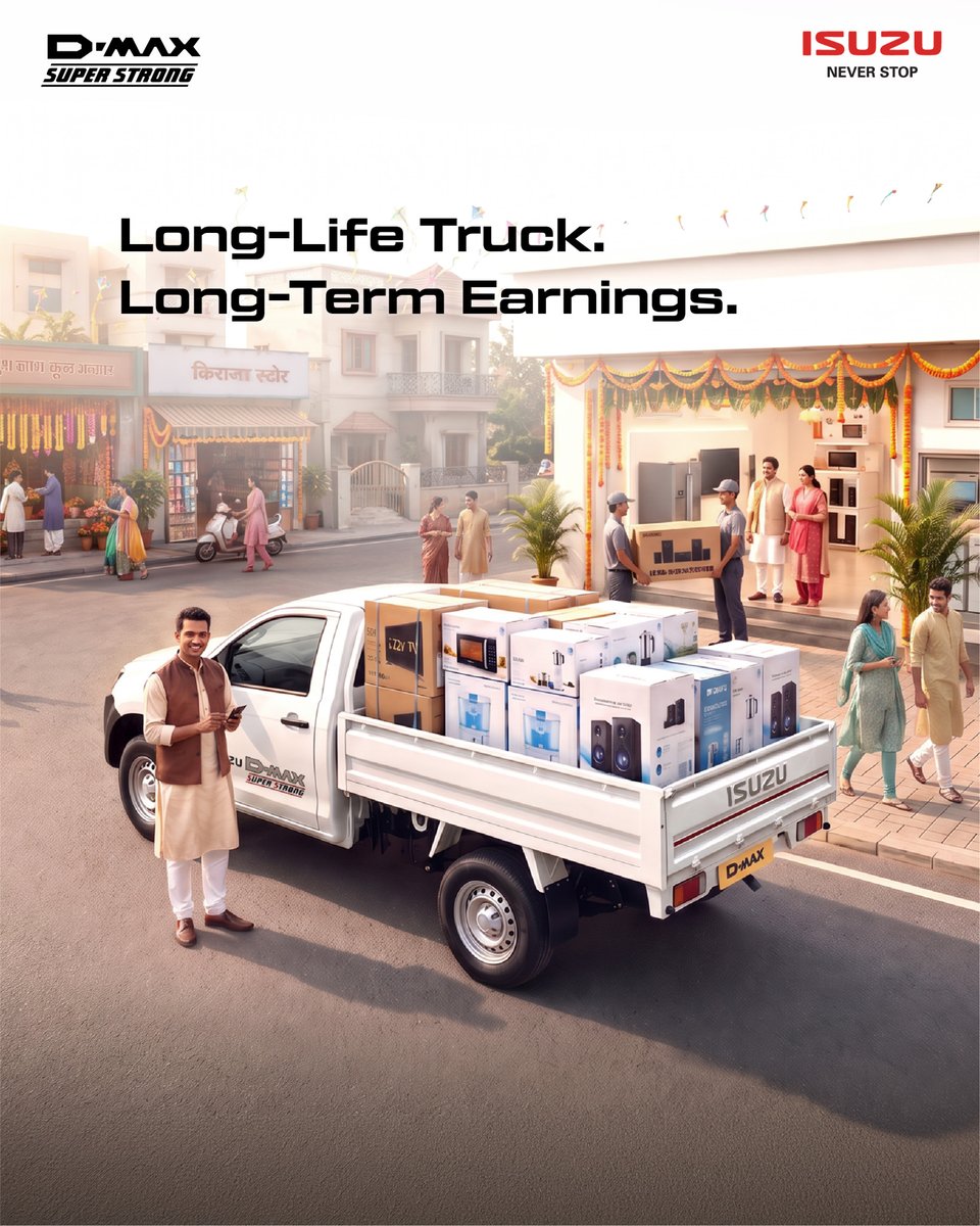 IsuzuIndia's tweet photo. Built to last longer and powered by an engine that never stops, the ISUZU D-MAX keeps your business running, so you can keep earning.
#ISUZUDMax #SuperStrong #HeavyPerformance #NeverStop https://t.co/eirGM8SN4L
