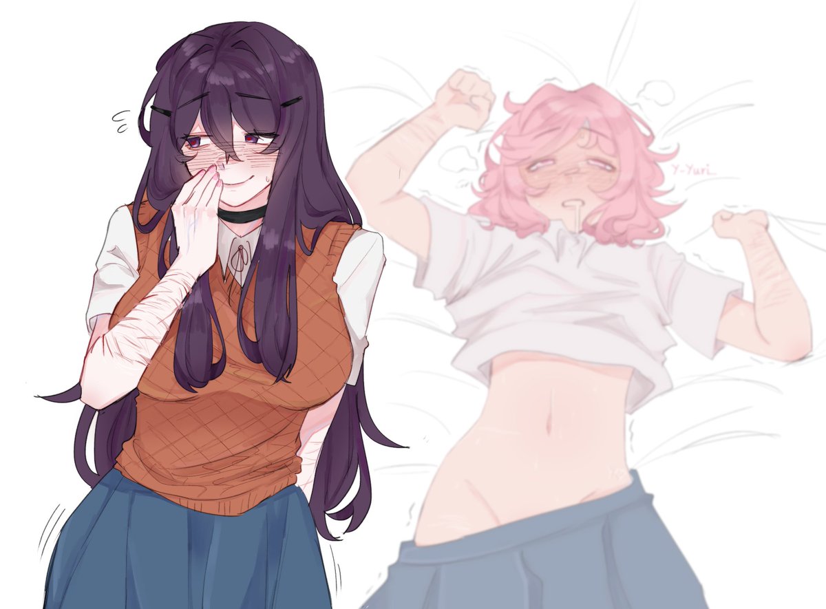 pockiseisont's tweet photo. #natsuri yuri stop thinking about your girlfriend like that in public https://t.co/j1yymJcRIf