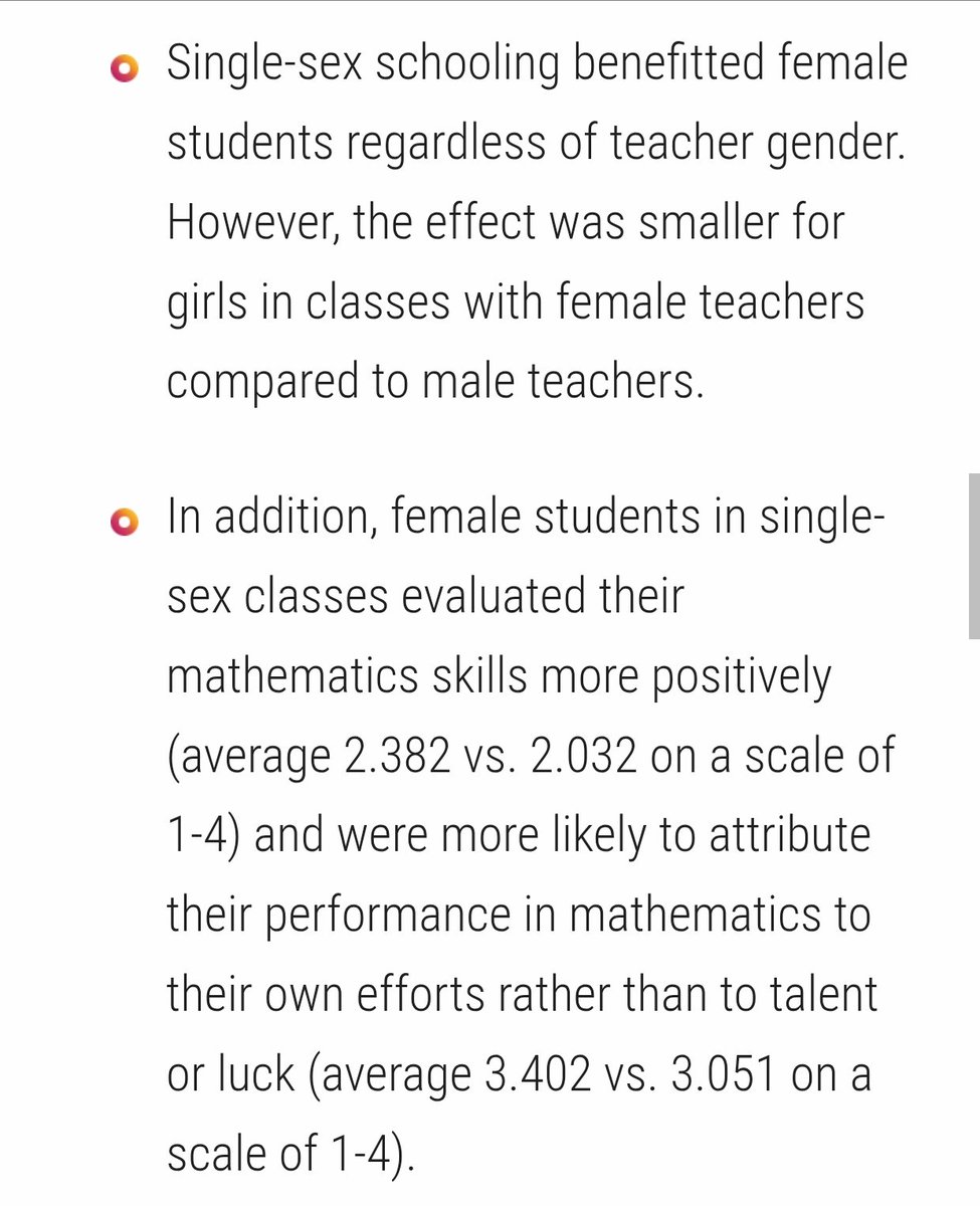Popsnfagene's tweet photo. We have a growing body of literature that shows us that women self designate as inferior when around men, wrt "masculine" endeavours.

A Swiss social experiment found girls do better and are more confident in math in monosexual classrooms. The effect's not seen in language, so it's not about classroom quality.