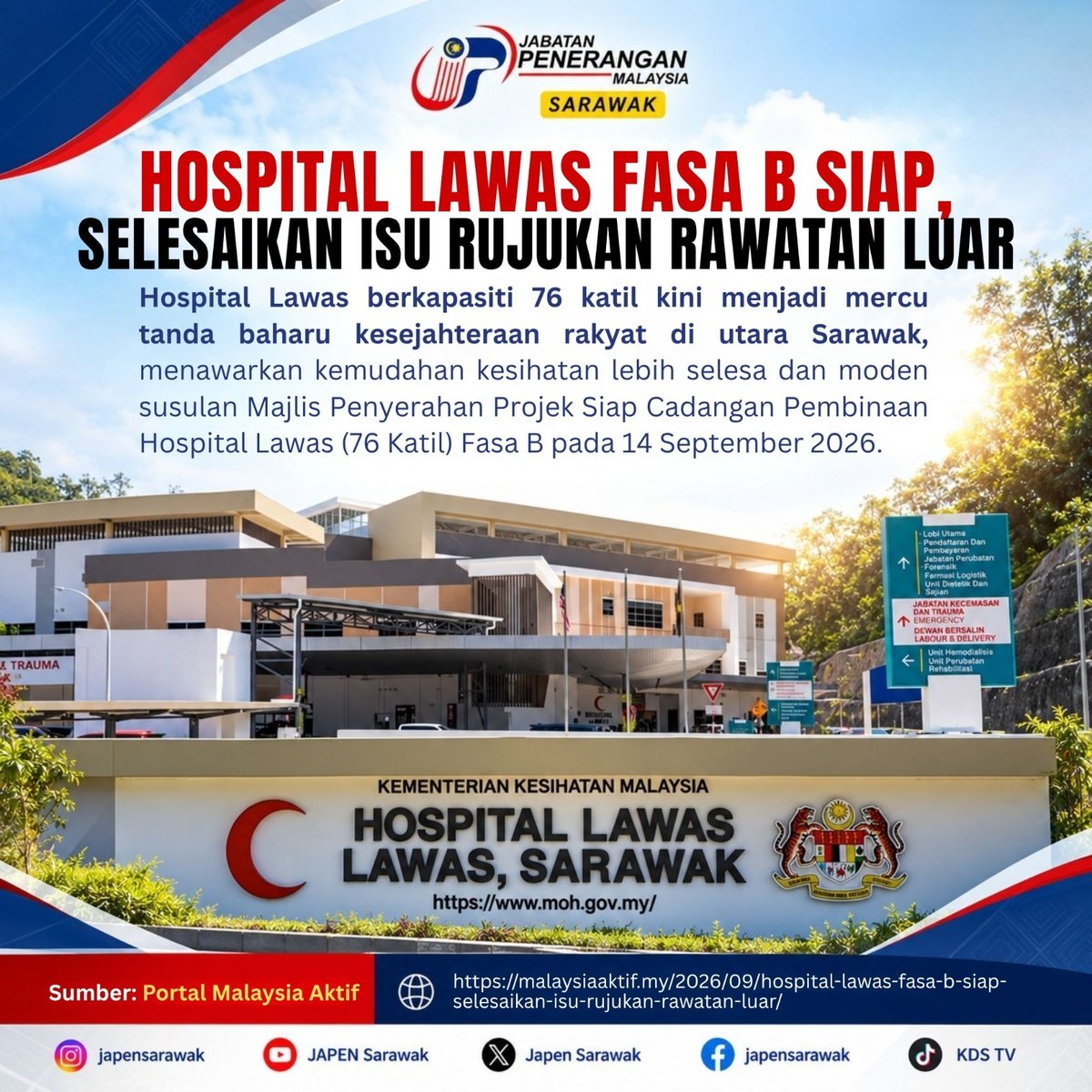 JapenSarawak's tweet photo. Salam &amp; Selamat pagi followers JAPEN Sarawak!✨

HOSPITAL LAWAS FASA B SIAP SELESAIKAN ISU RUJUKAN RAWATAN LUAR

#JAPENSarawak https://t.co/owhtJ2UDAk