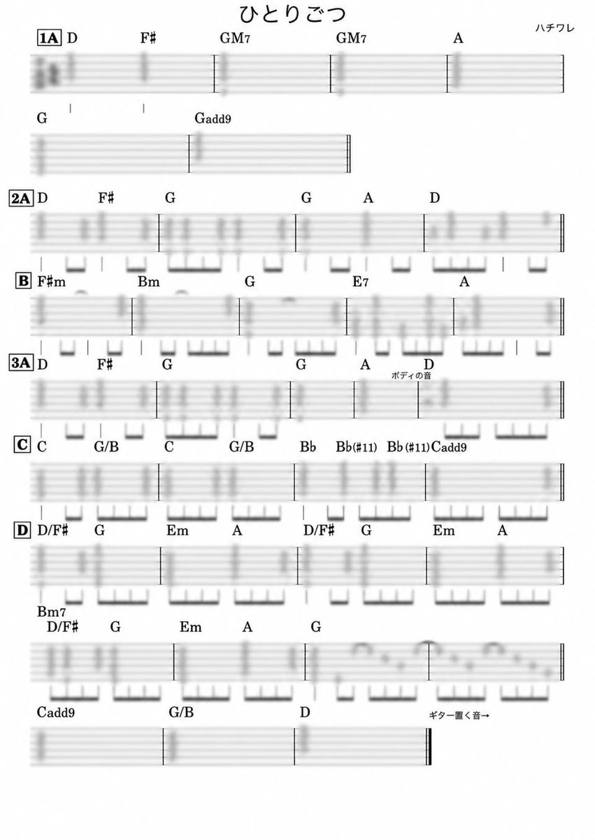 nakaokaan's tweet photo. I’m preparing a guitar tab for my student.

「ひとりごつ」by ハチワレ（from ちいかわ）ギター ガチ完コピ🎼 https://t.co/sbblBbg4lZ