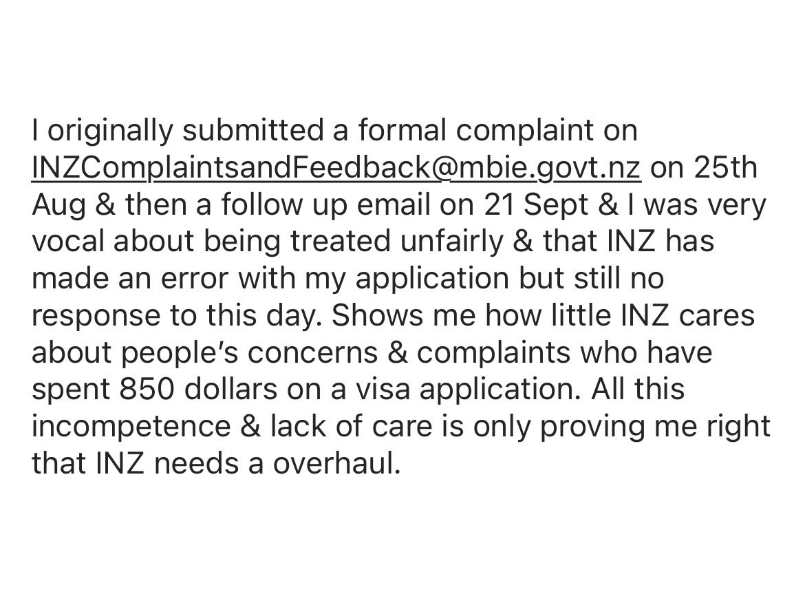 rohan_sharma232's tweet photo. Complaint number CFS-78715-K4S6X2 being ignored even after 33 days

@MFATNZ @NZinIndia @MarkMitchellMP @NZGreens @nzherald @MBIEgovtnz @EricaStanfordMP @chrisluxonmp @NewZealandMFA  #callforafairvisaoutcome https://t.co/NmkCaqMWFq