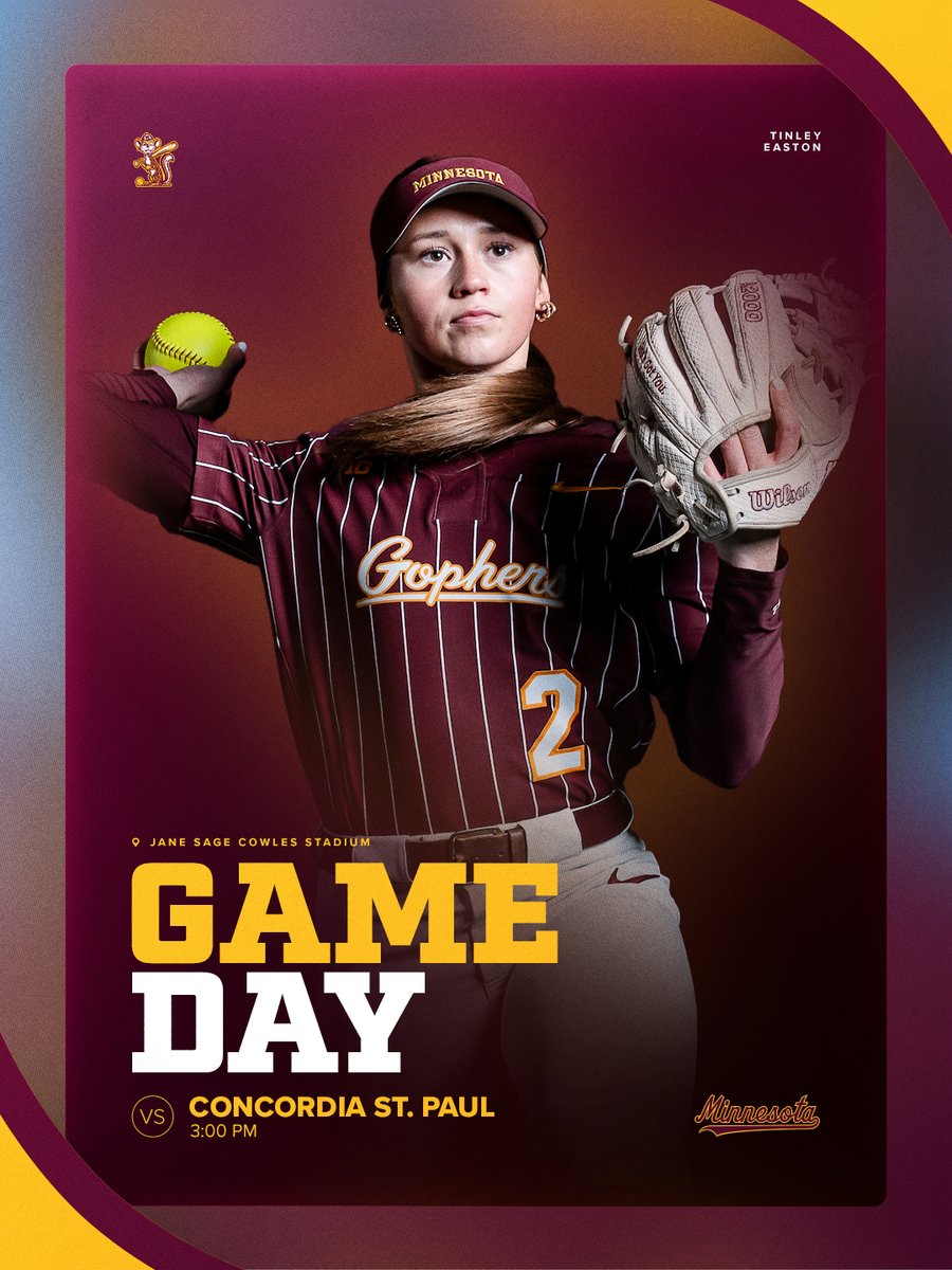 GopherSoftball's tweet photo. Sunday funday!! ☀️🥎

🆚 Concordia-St. Paul
⏰ 3:00 PM CT
🏟️ Jane Sage Cowles

#GSB | #SkiUMah https://t.co/8srpyIVzcC