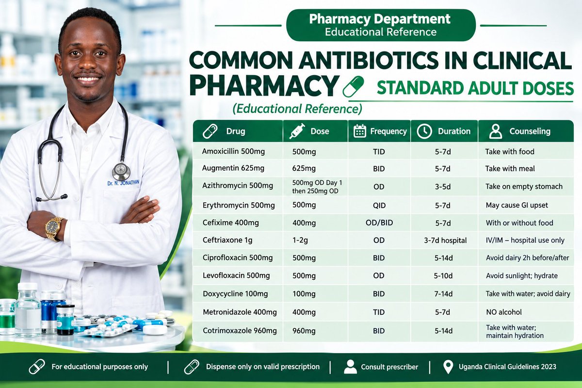 OrchidsJonah's tweet photo. Know your drug dosage in antibiotics @NiragireJonathan @uga https://t.co/uywnyCkXaN