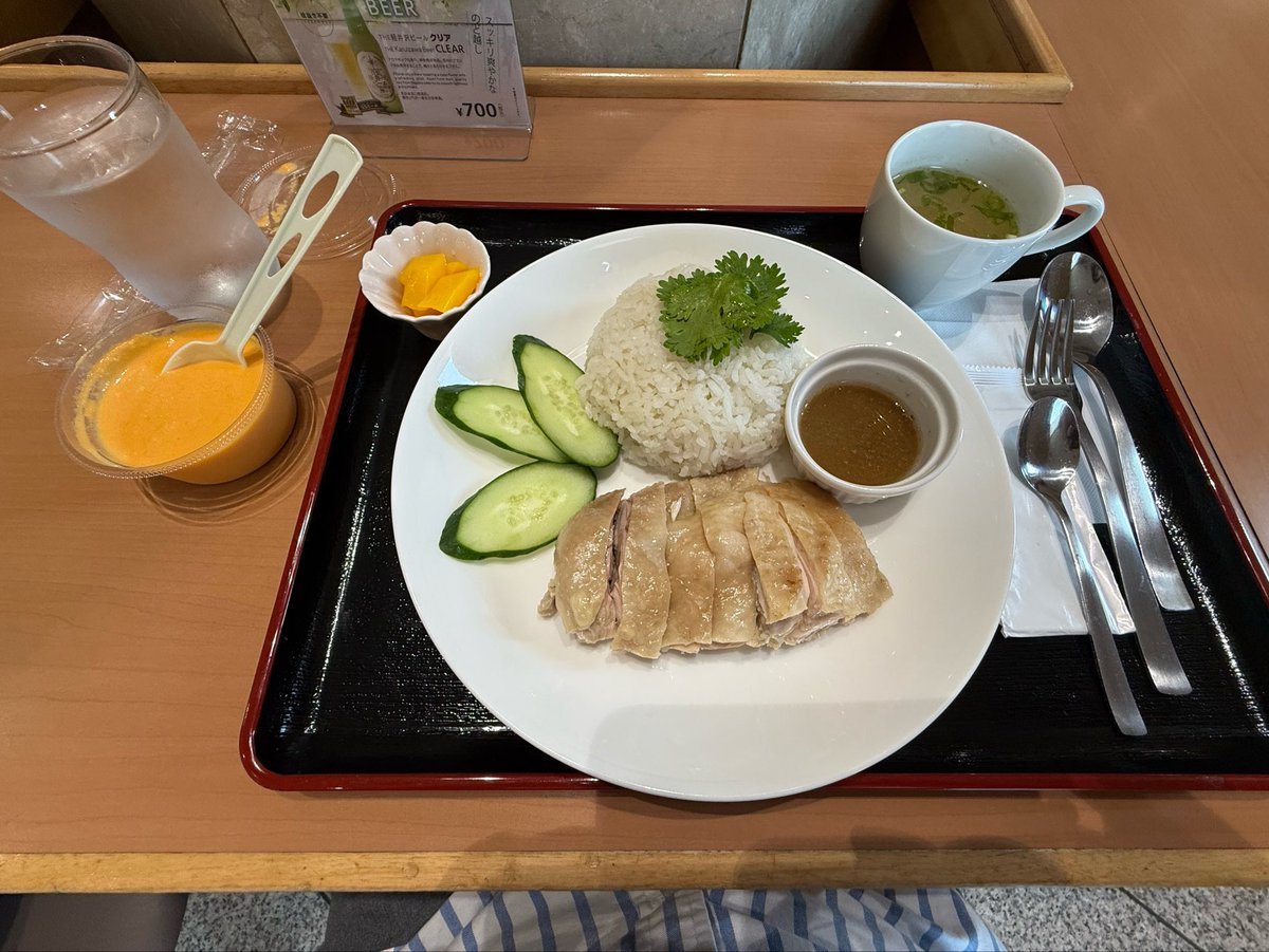rovin0725's tweet photo. ルーティーン
清水屋佐久平店さん
佐久平駅でカオマンガイを食べました。
水の横にあるカップは冷製にんじんポタージュ。
生姜とニンニクのソースが効いていて鶏肉はやわらかしっとり美味しかったです。
#清水屋
#佐久平
#カオマンガイ https://t.co/LZRjCU04jV