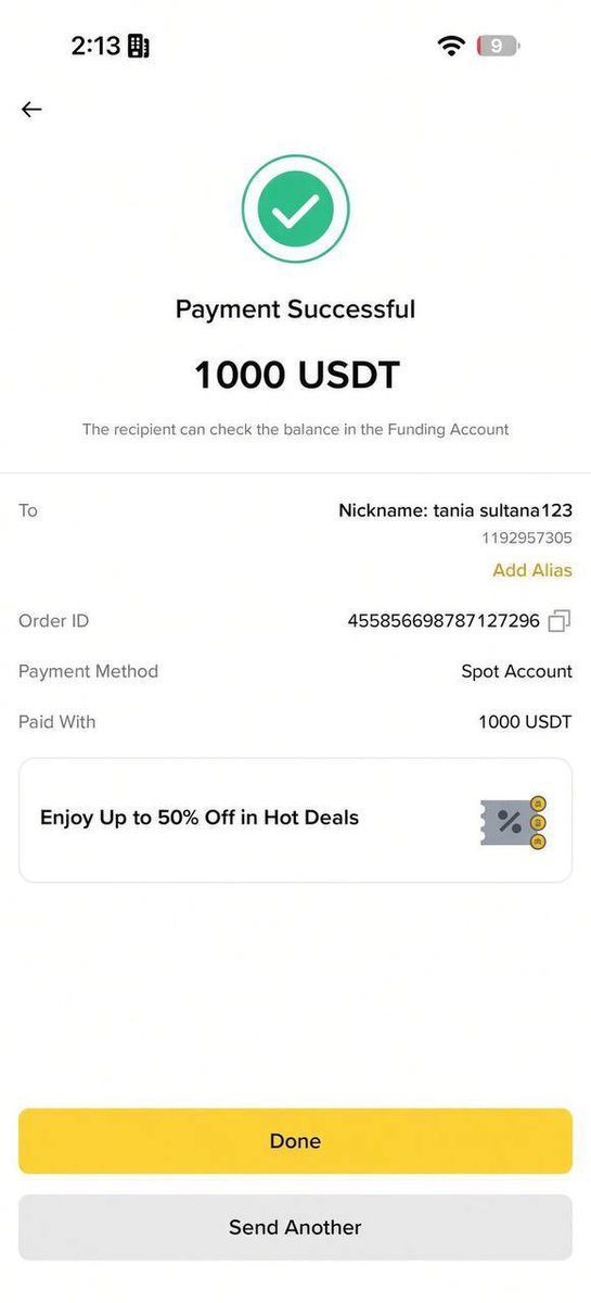 ZaraAi56190's tweet photo. Sent $1000 to 3 Binance UIDs: 1177113929, 1192957305 and 1177606759 🎉🔥

I will send $1000 to 3 more new people today 🤑

Comment your Binance UID or wallet address below 👇 https://t.co/4Tnt98H95R