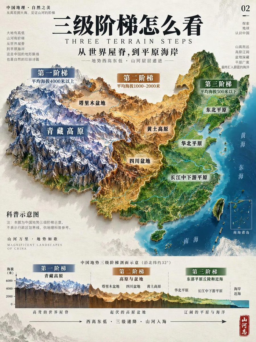 WorkSightHQ's tweet photo. 一图看懂中国山河志地形图。 https://t.co/EviUAwJV1M