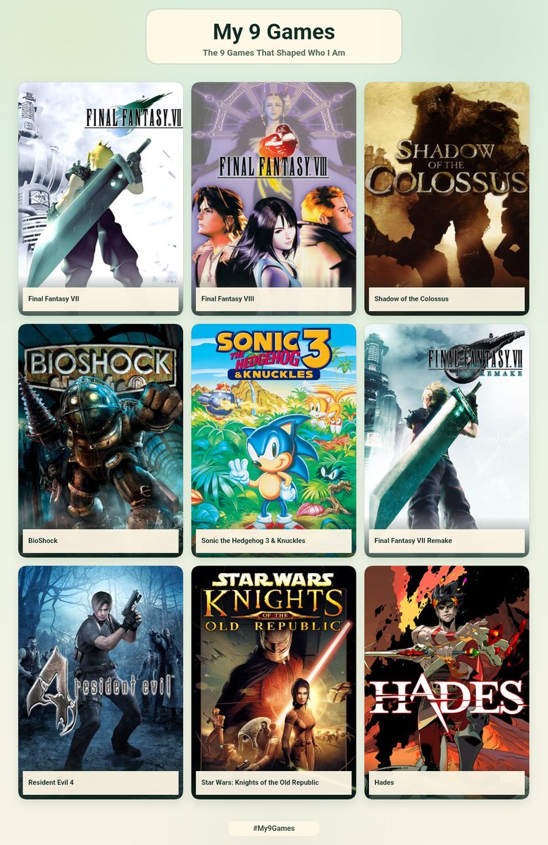 TurnIntoLiquid2's tweet photo. The 9 Games That Shaped Who I Am. #My9Games https://t.co/AXxhWH7dCz