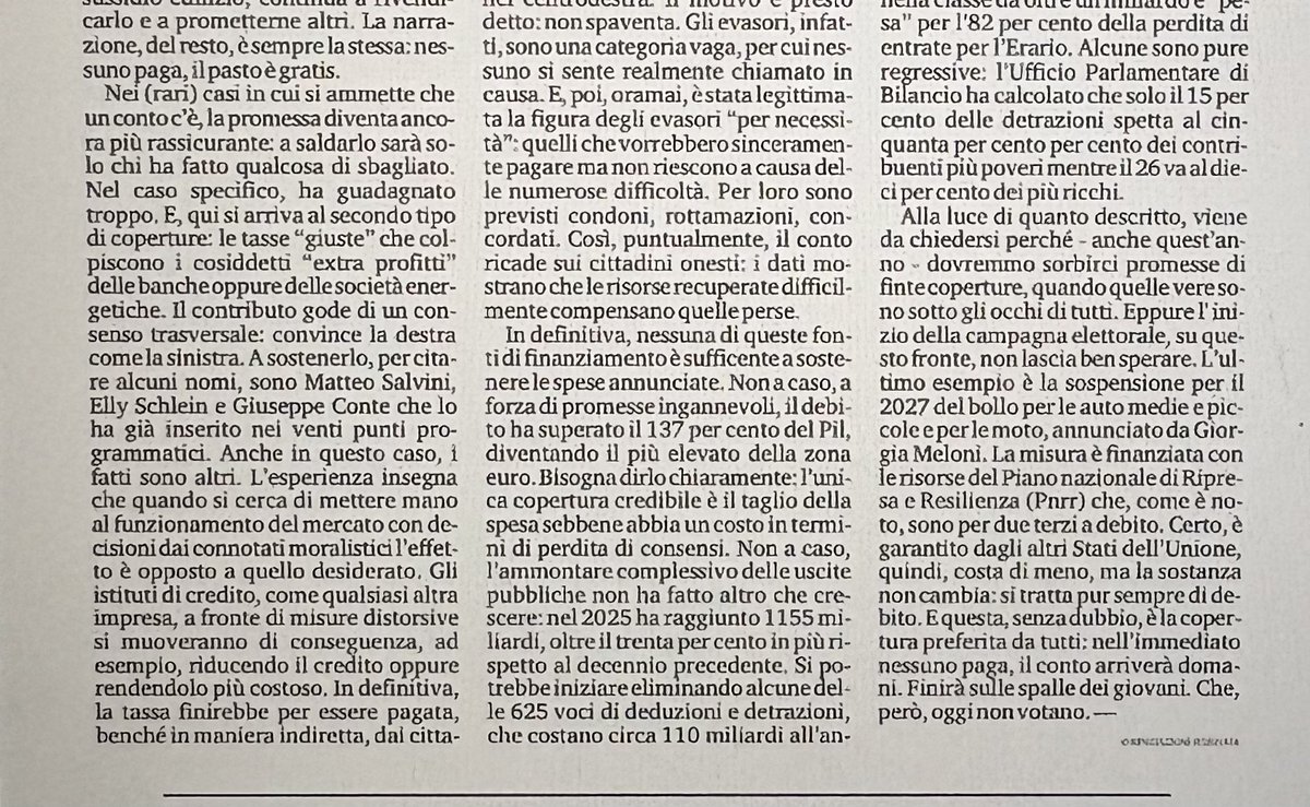 VeroDeRomanis's tweet photo. Mio art @LaStampa 
Si ricomincia con la lista della spesa. E le coperture? Pronte (e finte)
1- l'autofinanziamento : spendo 100 e guadagno 150
2 - le tasse giuste: paga chi ha fatto "extra" profitti 
3 - lotta evasione: mah!
4 - debito europeo: la copertura preferita per bollo) https://t.co/s64UiatIxL