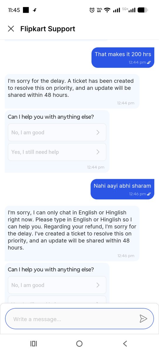 Akshaygupta2691's tweet photo. @Flipkart @jagograhakjago @flipkartsupport Here I m sharing @flipkart &amp; @flipkart @nch1915 @jagograhakjago chat which knly lead me to frastration only and #NoResponse from @flipkart. Just asked me to wait for next 24 to 48 hrs. @flipkart @flipkartsupport @jagograhakjago https://t.co/SQMxEuUfNl